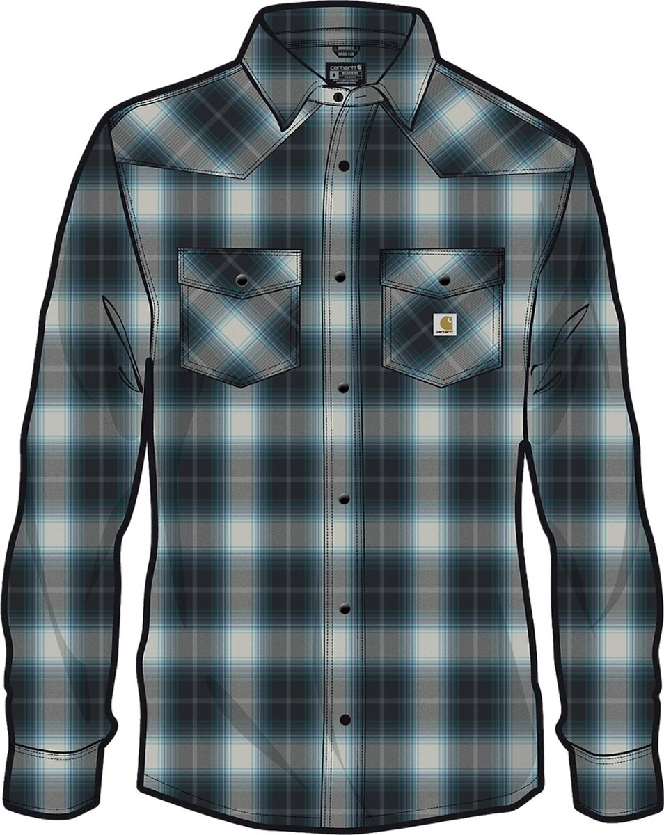 Carhartt Snap-Front Plaid Shirt 107016 -L Zwart