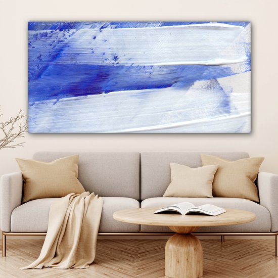 Peinture sur toile - Design - Blauw - 160x80 cm - Décoration murale