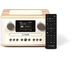 Pure Classic C-D4 - De leuke compacte digitale radio met cd-speler, Katoenwit/Eiken
