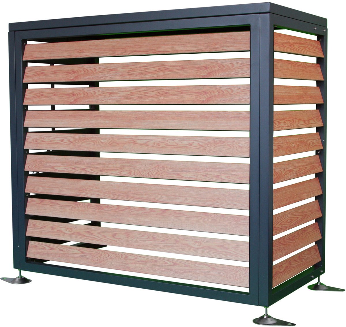 Airco Omkasting - Warmtepomp ombouw - gegalvaniseerd staal - antraciet, houtlook