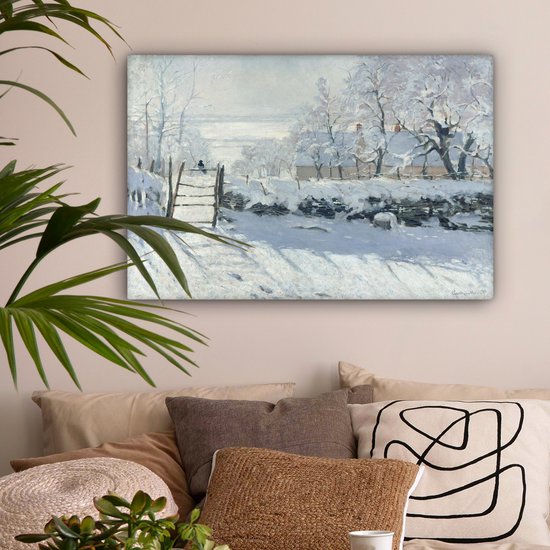 Tableau Toile La Pie - Tableau de Claude Monet - 60x40 cm - Décoration murale