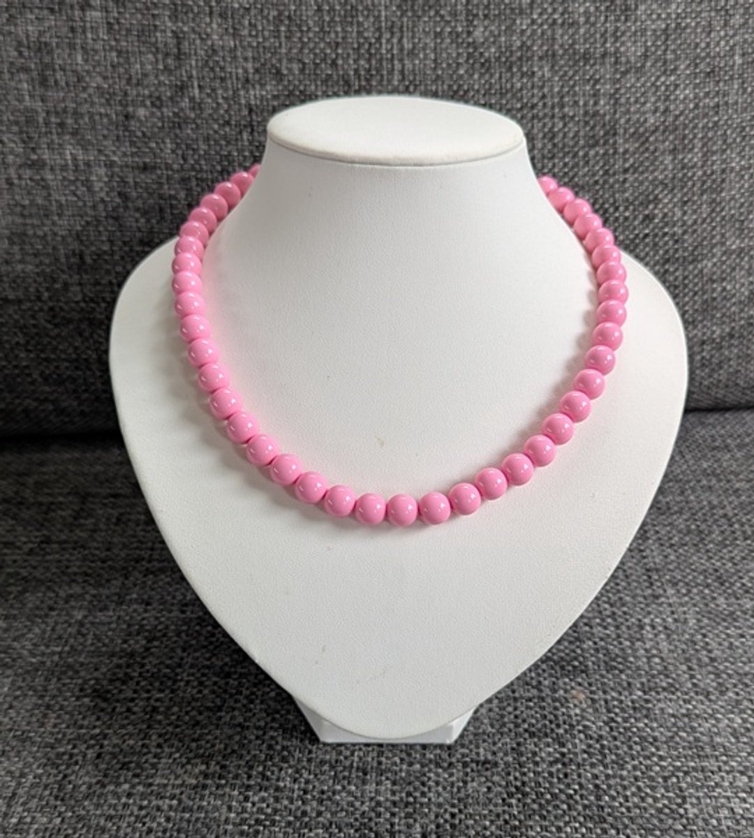 SWAN - halsketting - kralenketting - statement ketting - necklace - Milaan - kleine kralen - acryl - 10mm - licht roze - lichtroze