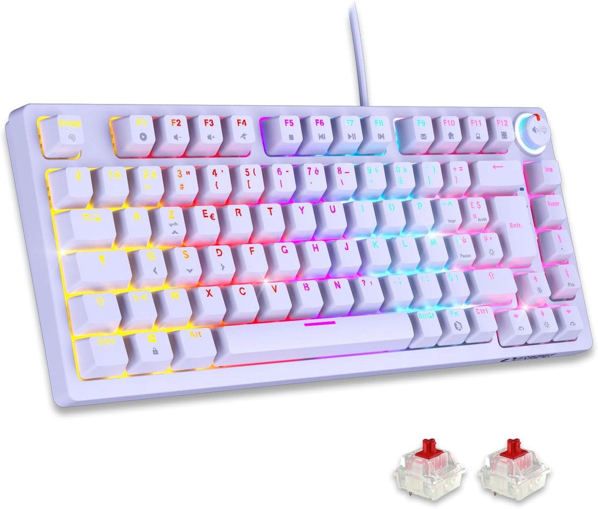 Gaming Toetsenbord 2024 - Mechanisch, Bekabeld, AZERTY met RGB Achtergrondverlichting en Anti-Ghosting - Voor PC/PS4/PS5/Xbox