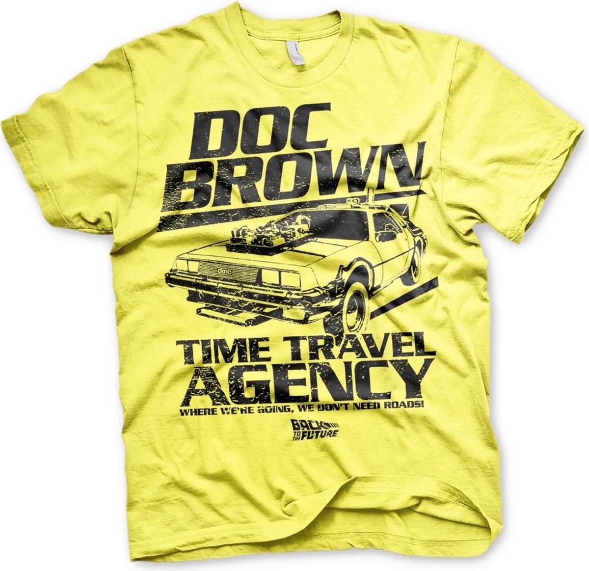 Back to the Future Doc Brown Time Travel Agency T-shirt geel