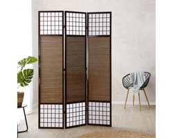 Homestyle4u Kamerscherm - 120x200 cm - 3-delig - bamboe stutten