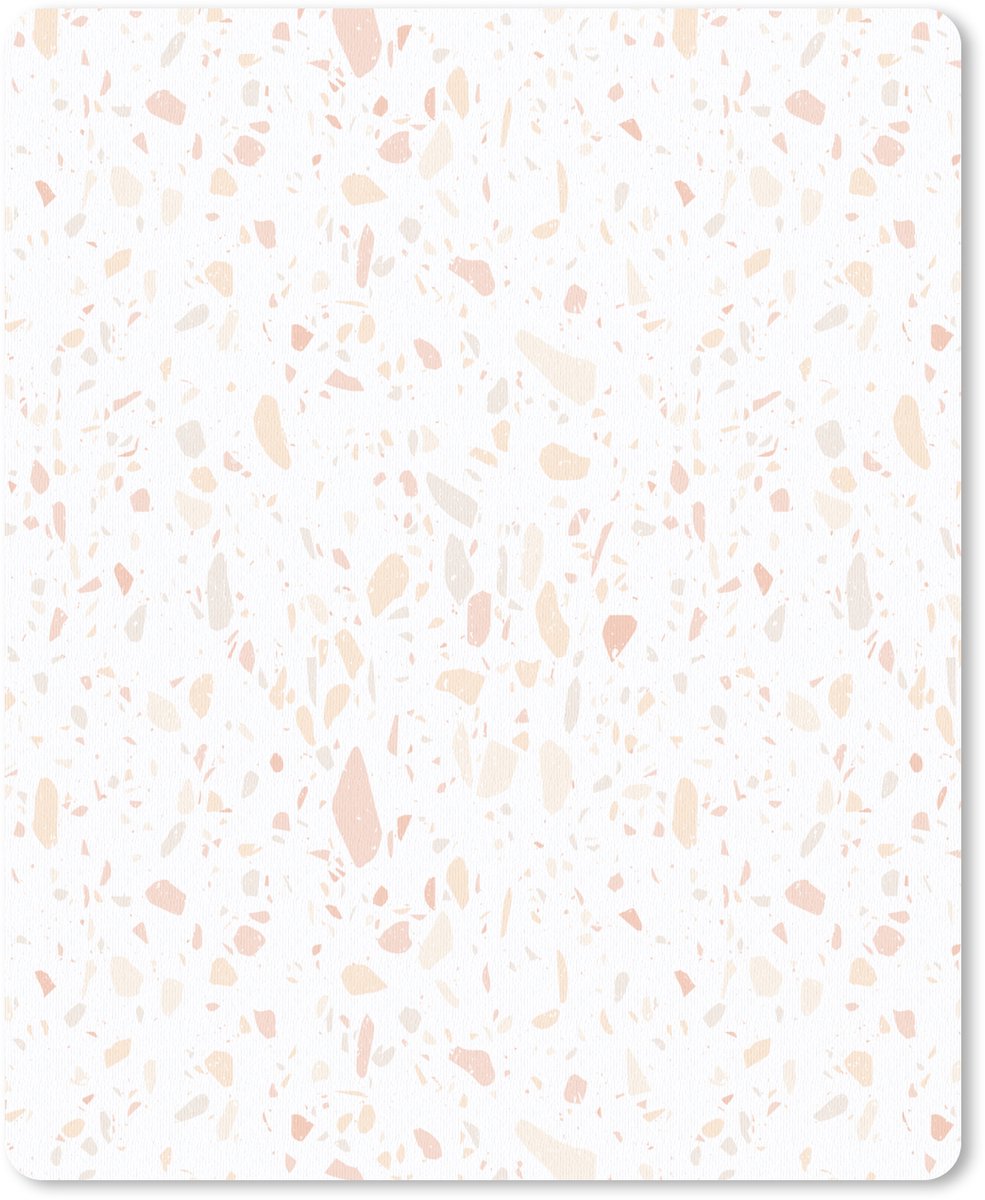 Muismat 19x23 cm - Mousepad Terrazzo - Patroon - Wit - Perzik - Muismatten