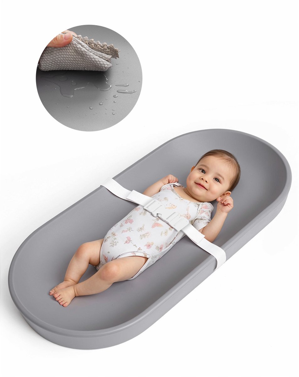 Verzorgingskussen - Aankleedkussens - 72,5cm baby-aankleedtafel met ingebouwde weegschaal - draagkracht tot 20 kg - grijs