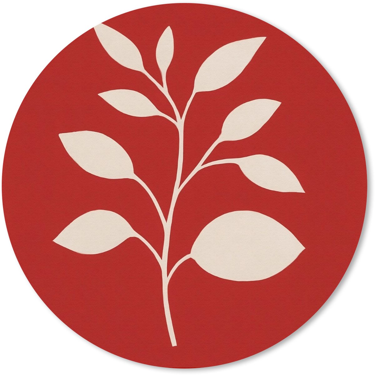 Muismat rond 40x40 cm - Mousepad Silhouet - Bladeren - Tak - Ronde muismatten