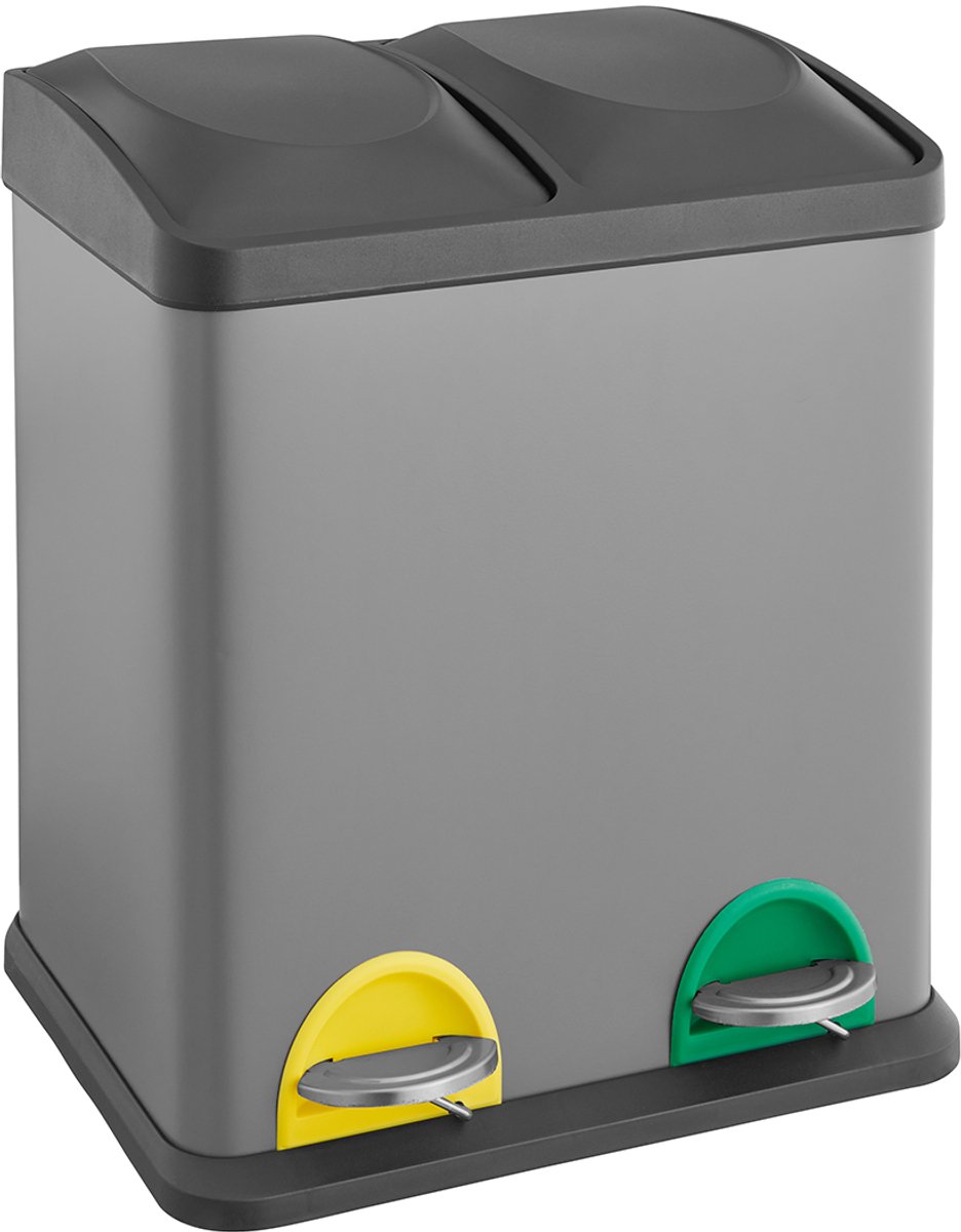 SVITA TC2X15 afvalbak 30 liter - 2x15 liter pedalemmer prullenbak Grijs