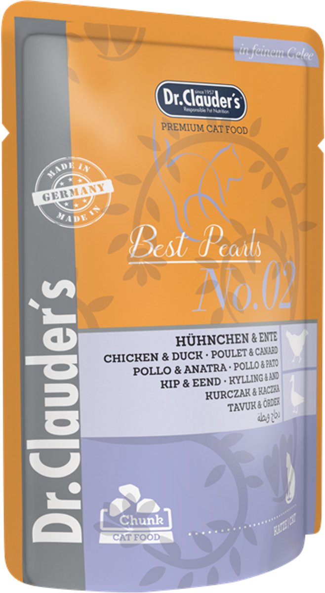 Dr Clauder's Best Choice Cat P.B. 20x100g - Kip & eend in gelei