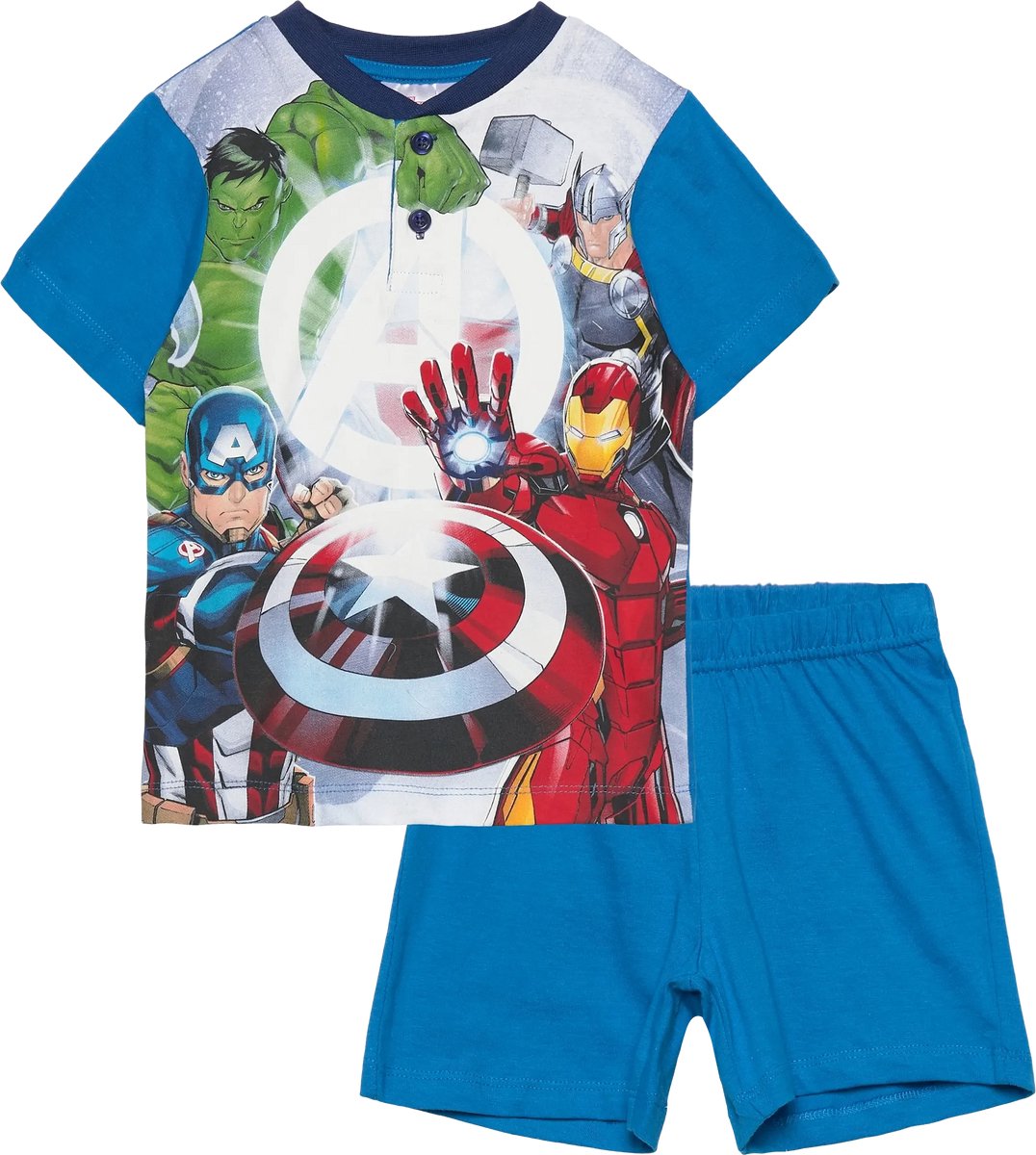 Marvel Avengers - Shortama - Blauw - Maat 128 - Katoen - Jongenspyjama