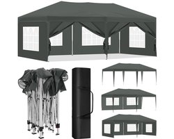 Hennova Partytent opvouwbaar - Partytenten - Tent - 6 Zijwanden - Waterdicht - Opvouwbaar - 3 x 6 m - Grijs -