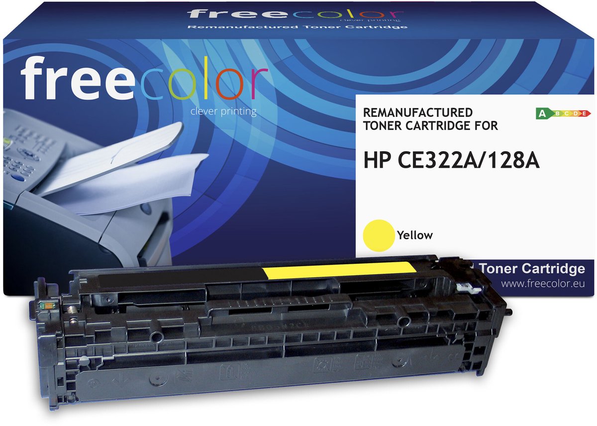 Freecolor - Vervangt HP 128A (CE322A) Toner - Geel - 1.300 pagina's - Compatible