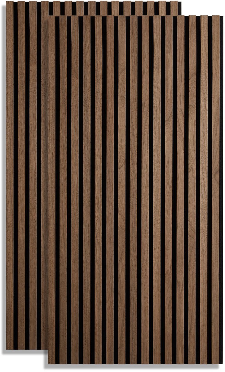 Homestyle4u akoestisch paneel - 60x120 cm - walnoot - set van 2