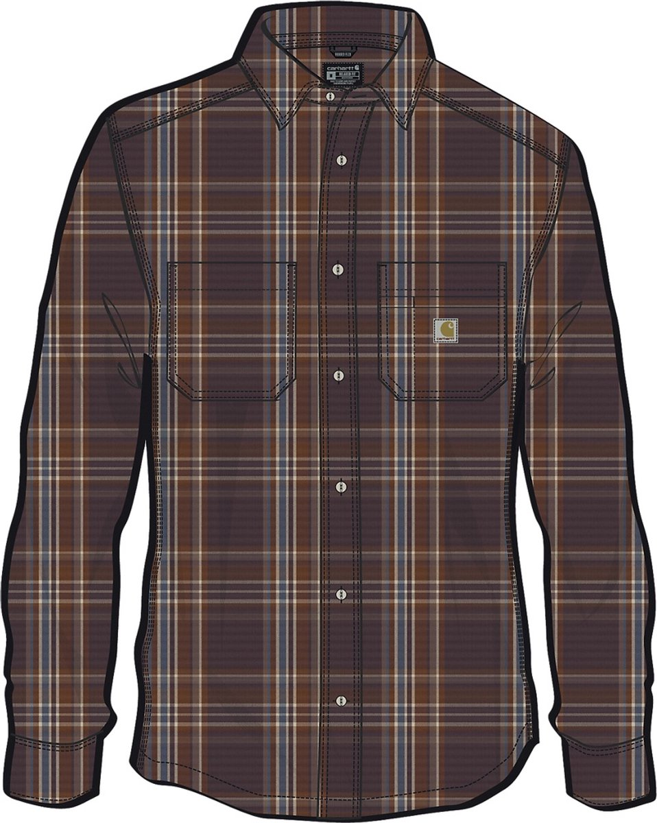 Carhartt Flannel Long-Sleeve Plaid Shirt 107010 Sepia-XL Dark Sea