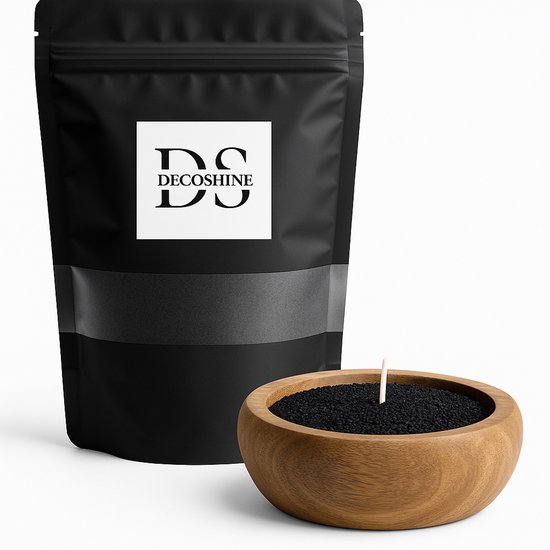 Deco Shine - Bougie en Cire de sable - Cire de sable - Cire de bougie - 400 g - Zwart - Mèches incluses - À base de plantes