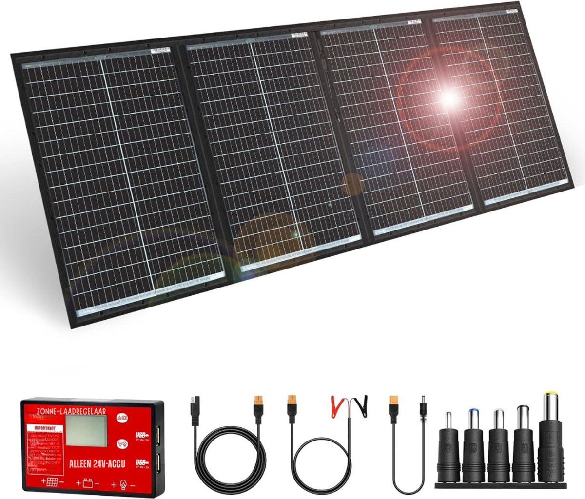 MMM® Zonnepanelen Compleet Pakket - Zonnepanelen - Zonnepanelen met Stekker - 200 W 36 V Kit Monokristallijn - Controller en PV-kabel (voor 24V auto-accu, AGM, gel-accu, zuuraccu)