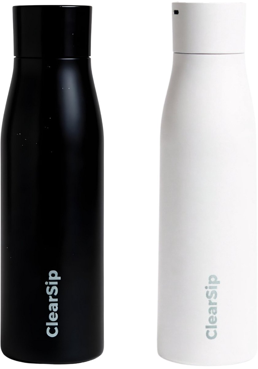 ClearSip Slimme Waterfles - UV-C Zelfreinigend - Drinkherinnering & Temperatuurweergave - Anti-slip - Thermosfles - 750 ML - Zwart, Wit