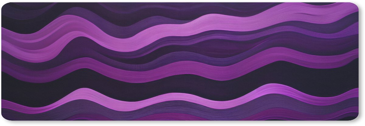 Muismat XXL 90x30 cm - Bureau onderlegger - Bureau mat Lijnen - Golven - Paars - Abstract - Bureaumat - Gaming mousepad xl - Bureaulegger groot - Computer deskmat