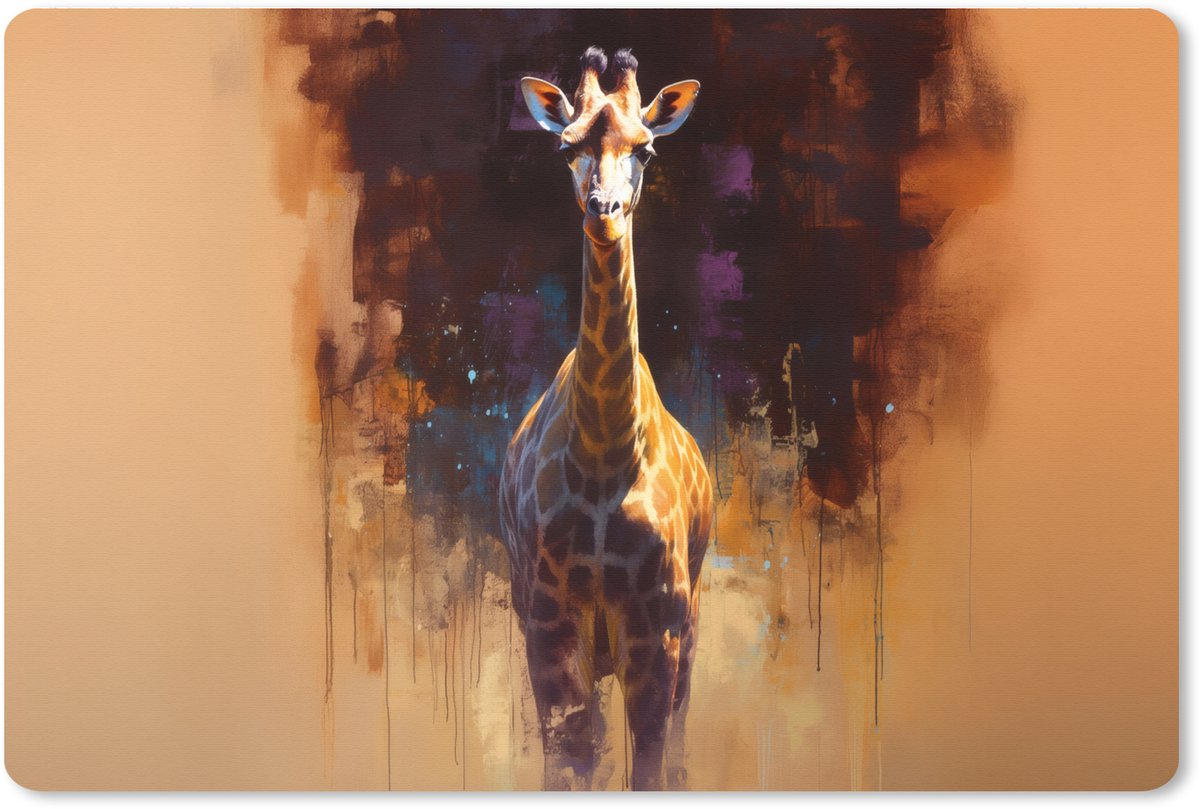 Muismat XXL 90x60 cm - Bureau onderlegger - Bureau mat Giraf - Bruin - Abstract - Geschilderd - Bureaumat - Gaming mousepad xl - Bureaulegger groot - Computer deskmat