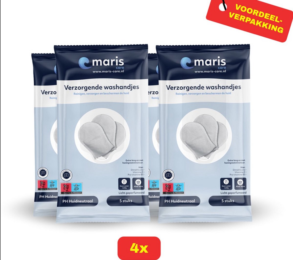 Maris Care Verzorgende washandjes - Geparfumeerd - 4 x 5 stuks - Voordeelverpakking!