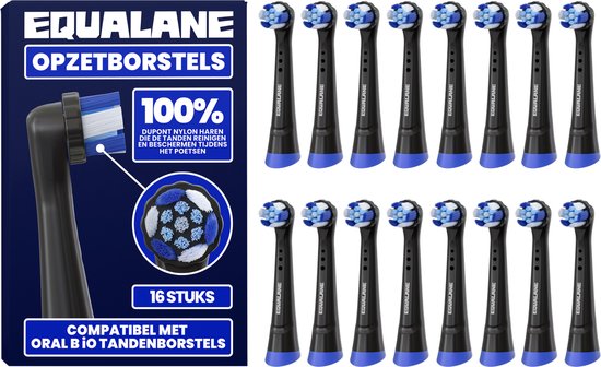 Opzetborstels geschikt voor Oral-B iO - Universele Opzetborstels - Schuine Borstelharen - Zwart - 16 Stuks