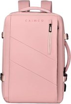 Caimco Nexus Rugzak met USB Oplaadpoort & Laptopvak – 10kg Maximaal Belastbaar – Uitbreidbare Waterafstotende Backpack – 15.6 inch Laptop Rugtas voor School, Werk & Reizen – Roze