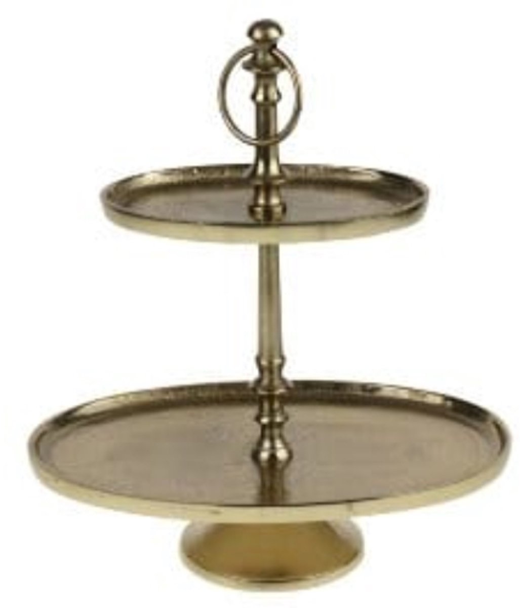 Etagère Ovaal Warm Goud - Twee-Tier - Aluminium - 29x19,5x31 cm - Werner Voss