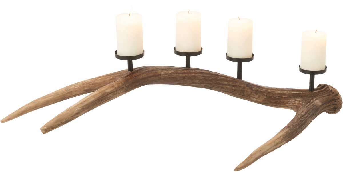 J-Line kaarshouder Antlers - polyresin - bruin - small