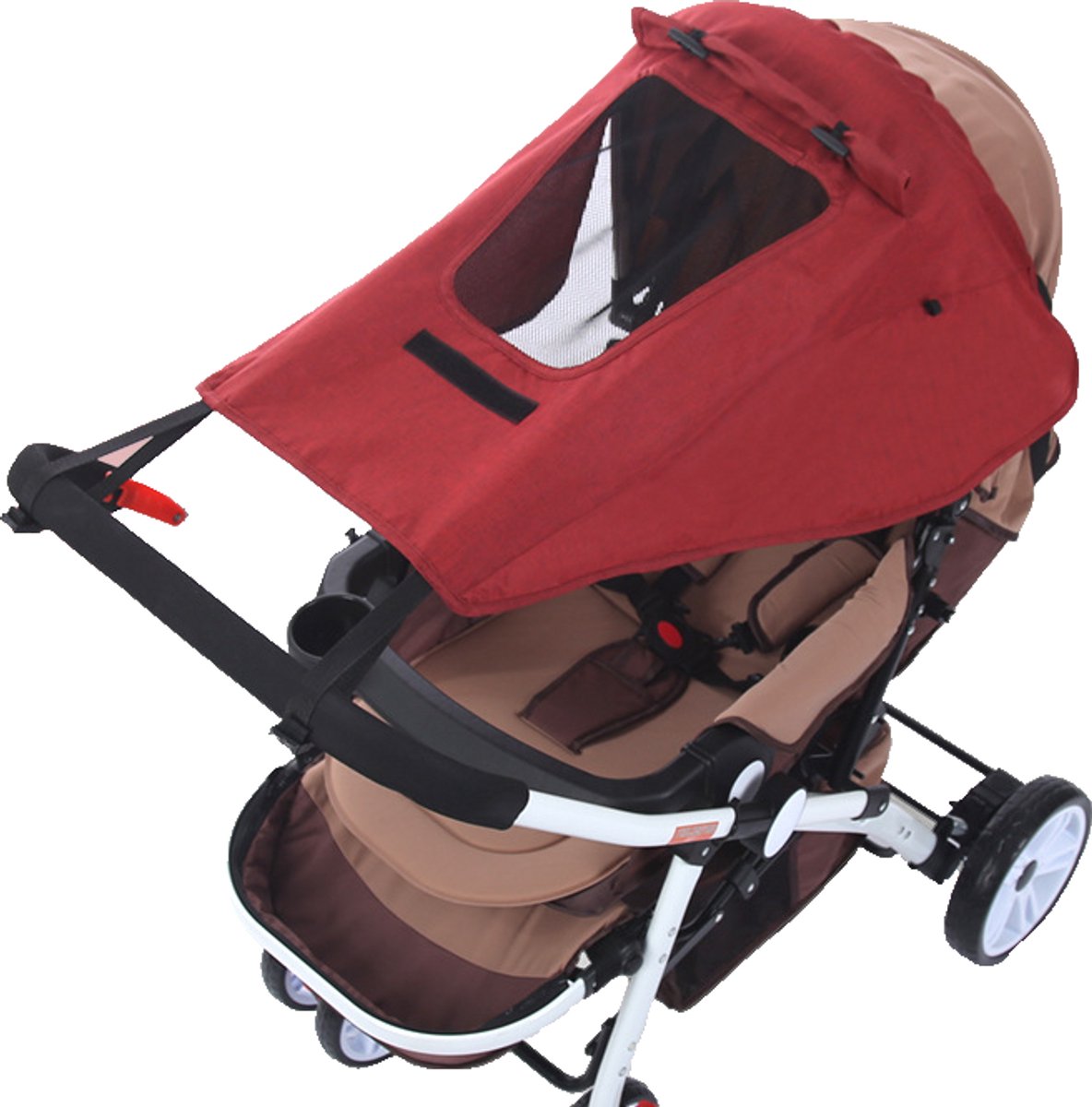 Luifel voor kinderwagen - 69*59cm - Zonnebrandcrème - Zonnescherm - UV-bescherming - Waterdicht - Regenbestendig - Universele zonnescherm voor kinderwagens - Regenkap - Eenvoudig te installeren - Met kijkvenster - Geschikt voor kinderwagens