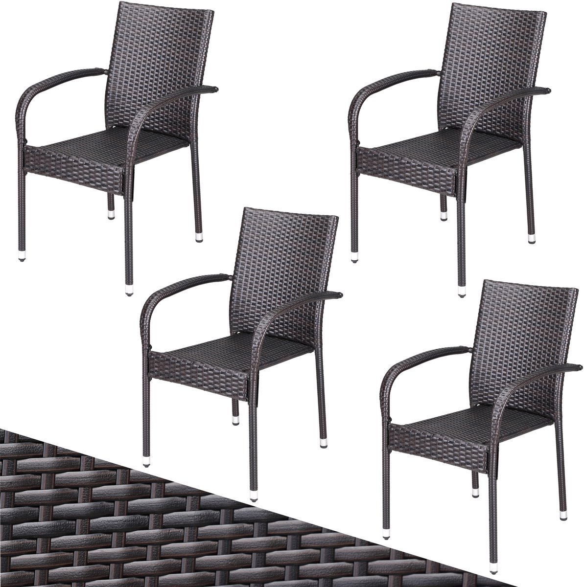 Casaria Tuinstoelen Stapelbaar – Set van 4 – 90x56x60 cm – Bruin – foto 3