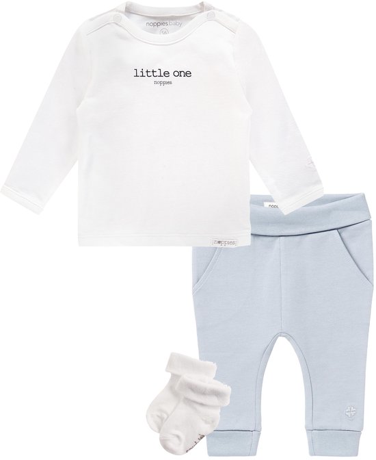Noppies - Ensemble de vêtements - 3 pièces - Pantalon Humpie bleu clair - Chemise Hester blanche - 1 paire de chaussettes blanches - Taille 74