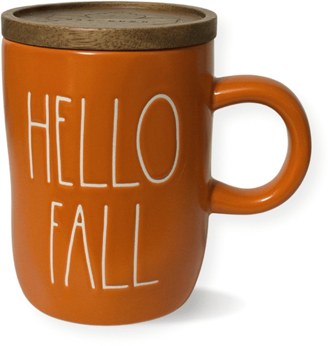 Rae Dunn - Hello Fall - grote mok met houten deksel - mok - herfst - autumn - leuke mok - mok xl
