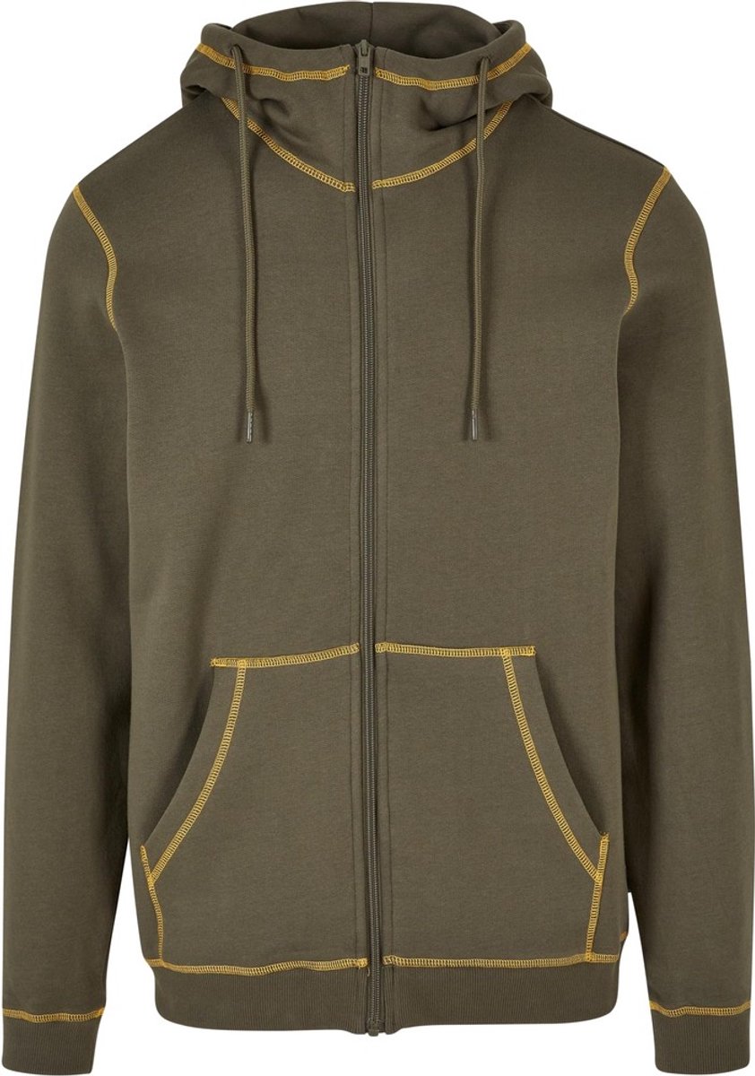 Urban Classics Organic Contrast Flatlock Stitched Vest met capuchon XL Groen