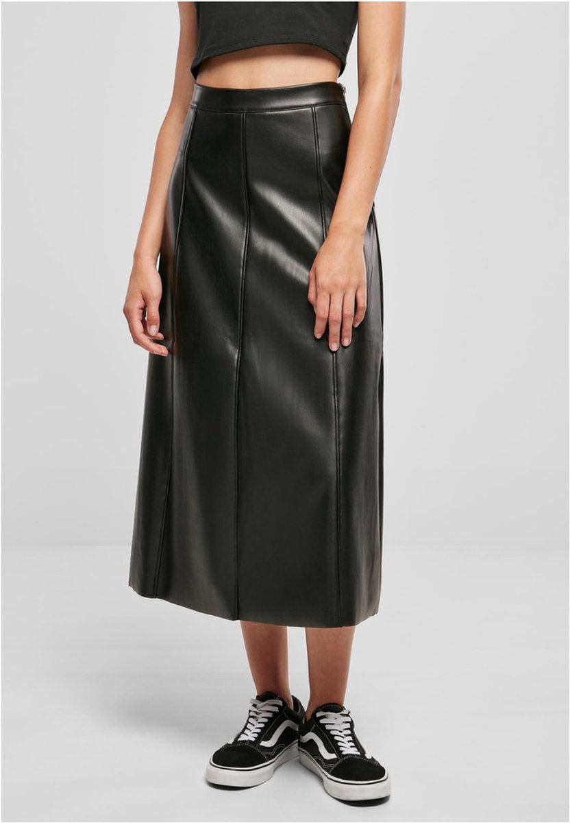Urban Classics Synthetic Leather Midi Lange rok S Zwart