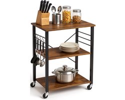 Goliving Keukentrolley op Wieltjes – Keukenkast – Modern – 60 x 40 x 89 cm – Bruin