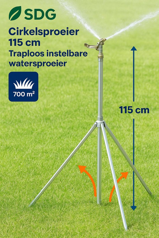SDG Cirkelsproeier 115 cm – Traploos Instelbare Watersproeier voor Gazons tot 700 m²