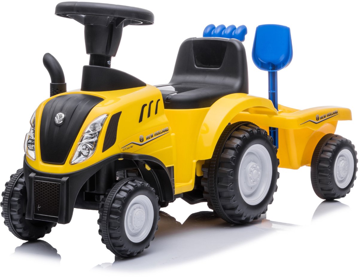 New Holland Loopauto Tractor Met Aanhanger Geel - Hoogwaardige afwerking - Inclusief opbergruimte - Stevige rugleuning