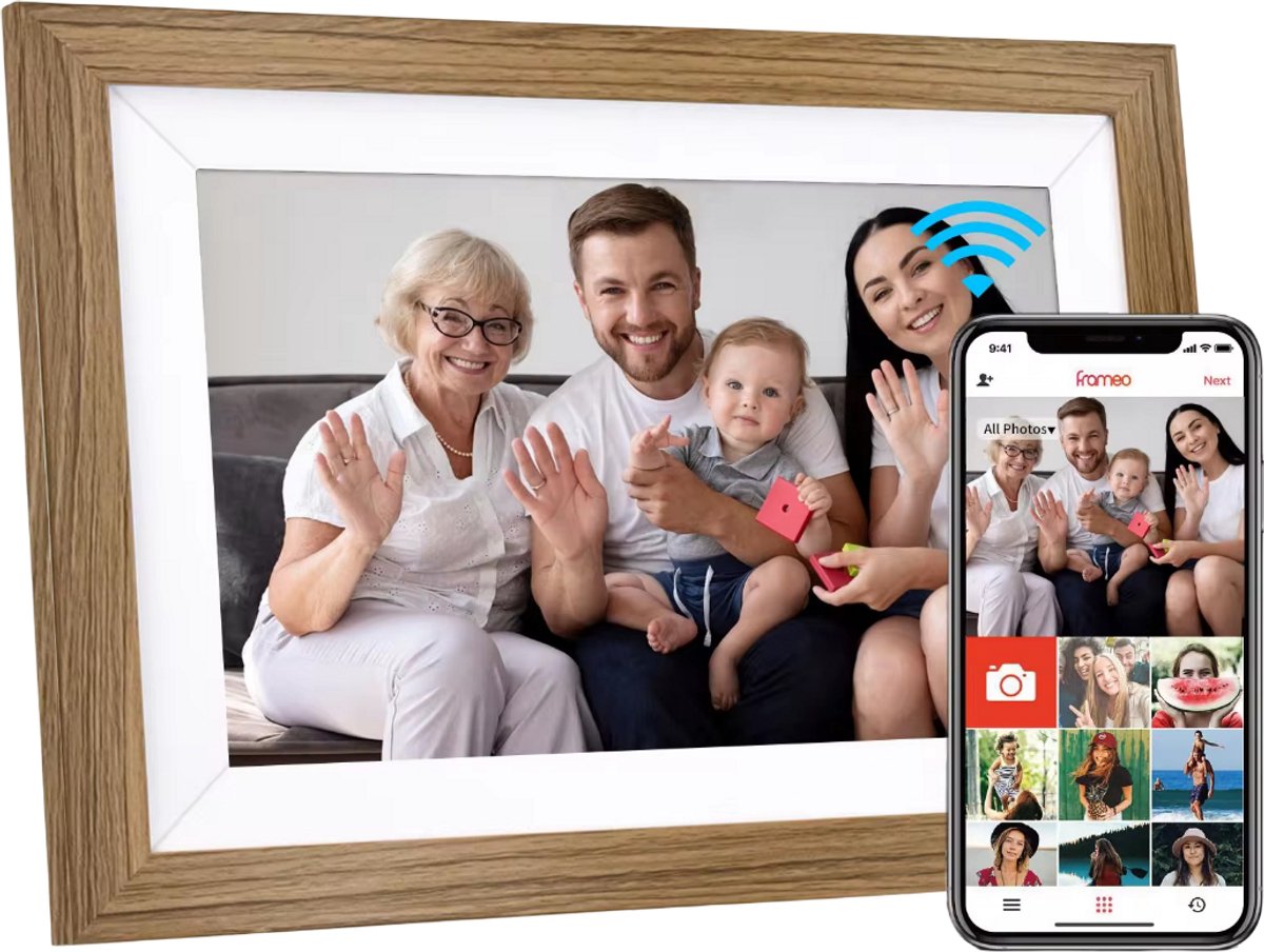 Lightdista Digitale WiFi Fotolijst 10.1 inch - Houten Design - Lightdista - €57,95