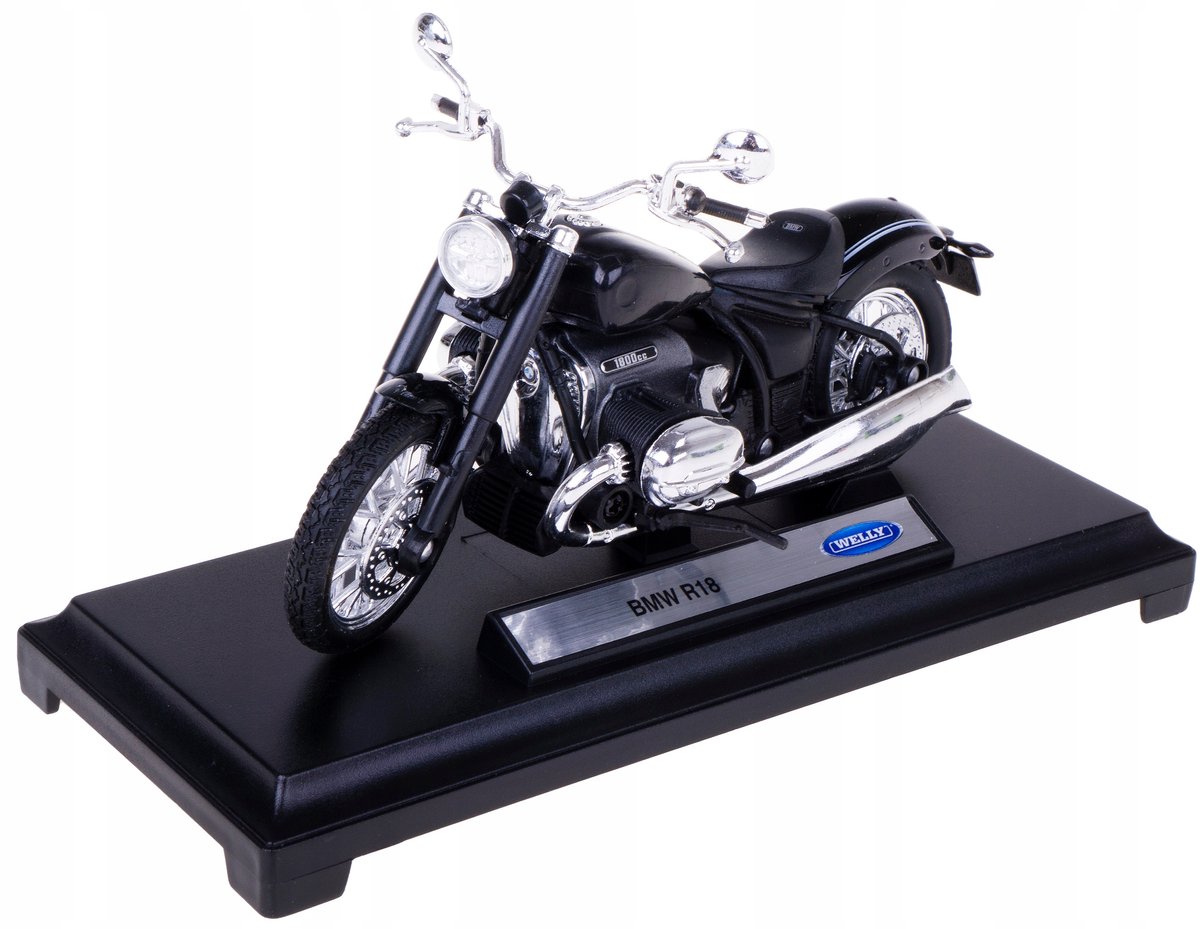 BMW R18 Motor Model 1:18 Zwart - Welly Metaal & Plastic