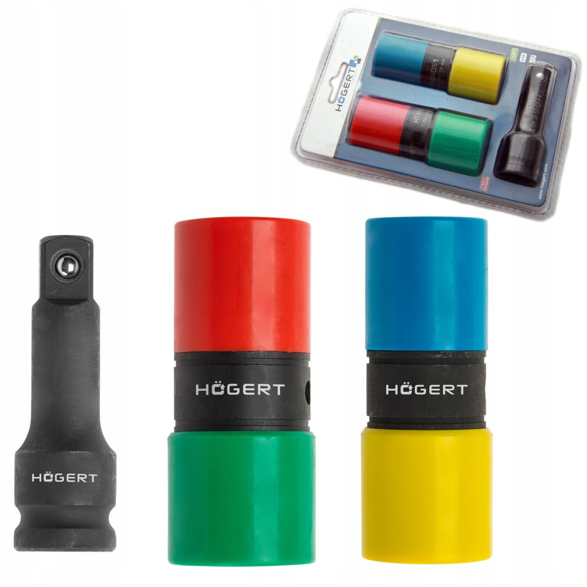 Hogert Dubbelzijdige Slagdoppen Set met Verlengstuk 1/2"