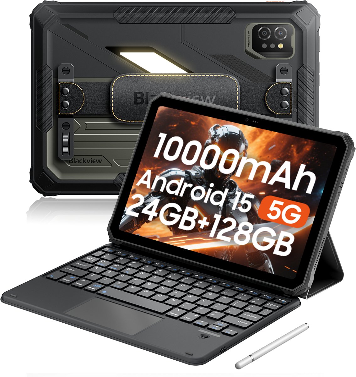 Blackview Active 7 - Tablet - 24GB RAM - 128GB ROM - Met Toetsenbord(QWERTY) - Dual 4G SIM - 11 inch - 10000mAh - Octa Core - Android 15 Bluetooth 5.0 - NFC - OTG - Zwart