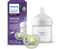 Philips Avent Natural Response – Cadeau set - 125ml babyfles en Ultra Air speen 0-6 maanden - flow 2- SCD837/10 - 10 stuks