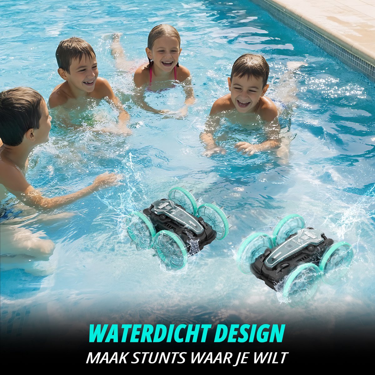 Revvix Bestuurbare Auto All-Terrain - RC Auto met 2 Accu's - Waterdicht - Speelgoed Auto Jongens - Buitenspeelgoed - Race Car/Boot Land & Water - Radiografisch — afbeelding 4