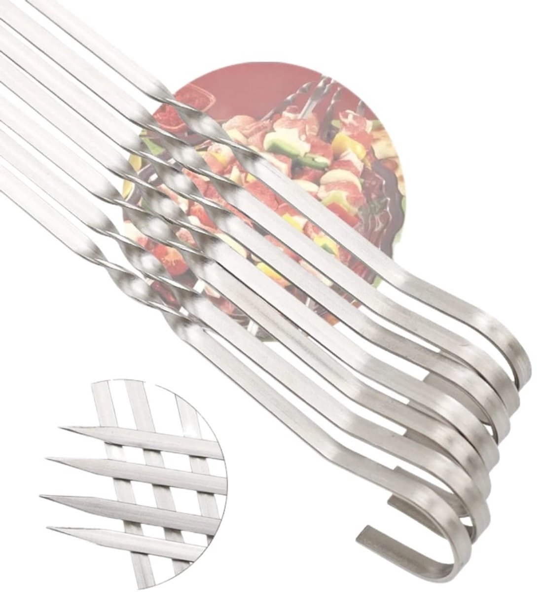 RVS BBQ Spiezen – 39 cm – Set van 10 duurzame roestvrijstalen spiezen-vleespennen-sticks