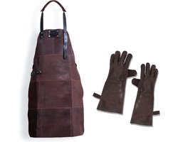 Barbecue Leren Schort + Barbecue Handschoenen - DONKER BRUIN - Lederen Schort - Kokschort - BBQ Schort - Kookschort - Vaderdag - Kerst Cadeau voor Man Vader Opa Papa – 81 cm x 56 cm Inclusief Handschoenen voor de Barbecue Barbecue Leren Schort + Barbecue Handschoenen - DONKER BRUIN - Lederen Schort - Kokschort - BBQ Schort - Kookschort - Vaderdag - Kerst Cadeau voor Man Vader Opa Papa – 81 cm x 56 cm Inclusief Handschoenen voor de Barbecue