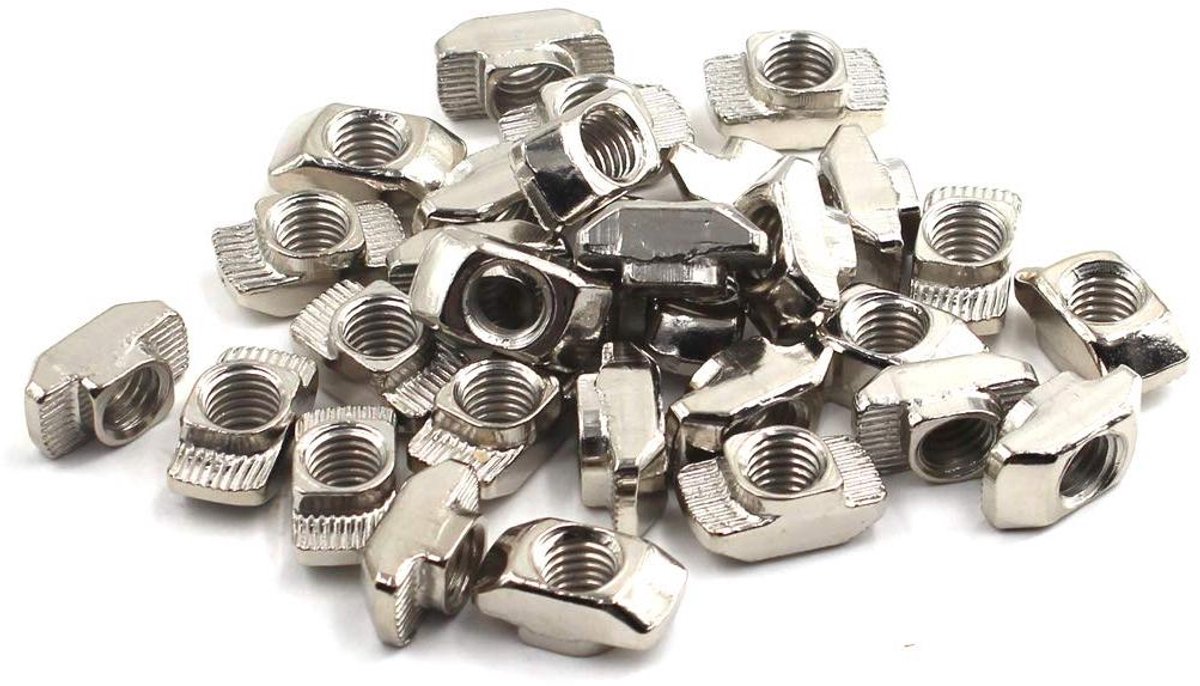 Provento - T-moer voor 45 serie aluminium profiel - hamer hoofd - druppel in T sleuf - vernikkeld koolstofstaal - M5