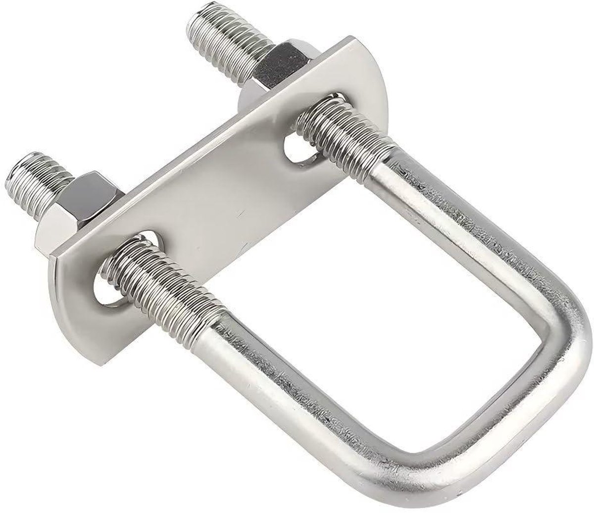 Provento - Roestvrij stalen M10 U-bouten vierkant 70 mm binnenbreedte 100 mm lengte - inclusief moer en plaat