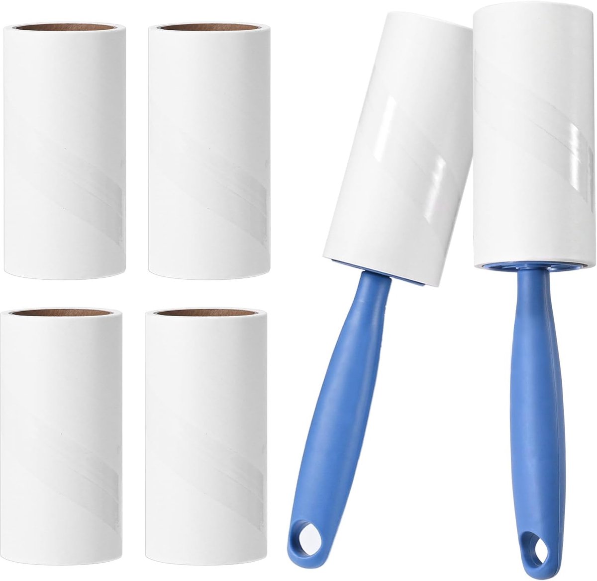 longziming -6-delige Set Pluizenrollers – Zeer Plakkerige Rollen voor Kleding, Huisdierharen, Katten- en Hondenharen – Inclusief 2 Handige Houder/Abrollers