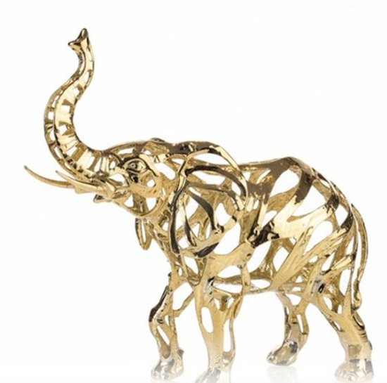 Statue d'éléphant en filigrane doré Eviva Home Deco - Figurine animale de Luxe de la série « Jungle Passion» - Symbole du Geluk